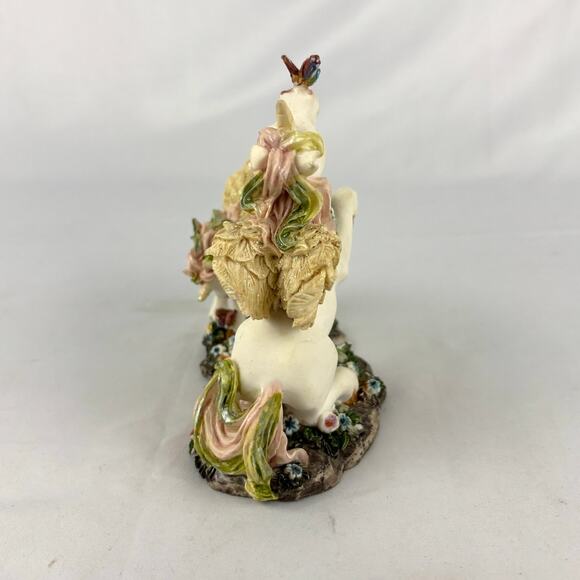 Vintage Hand Painted Unicorn Resin Figurine Whimsical Floral 1980s Mom and Baby - Picture 10 of 14